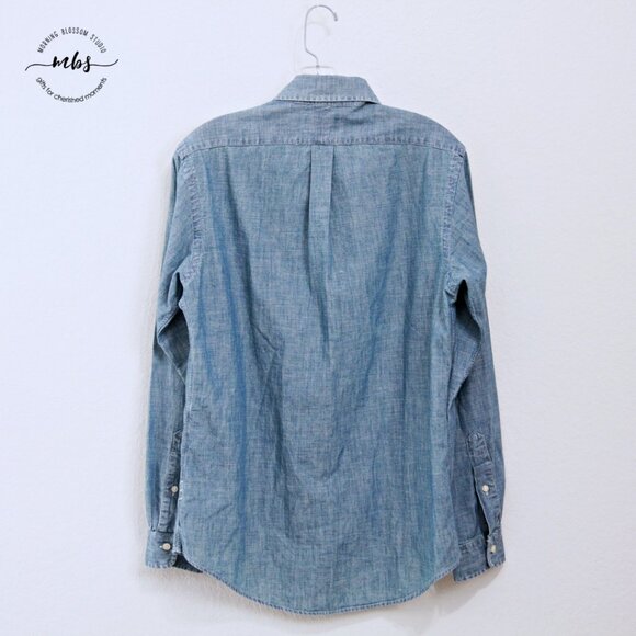 Polo Ralph Lauren Vintage Denim Chambray Pony Western Blaire Shirt Blue Men SP - Picture 3 of 7